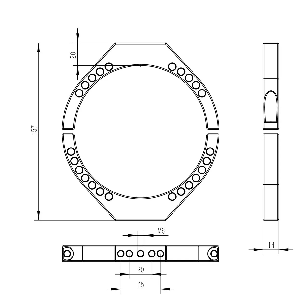 TB007-内径114mm/115mm鏡筒バンド 寸法図