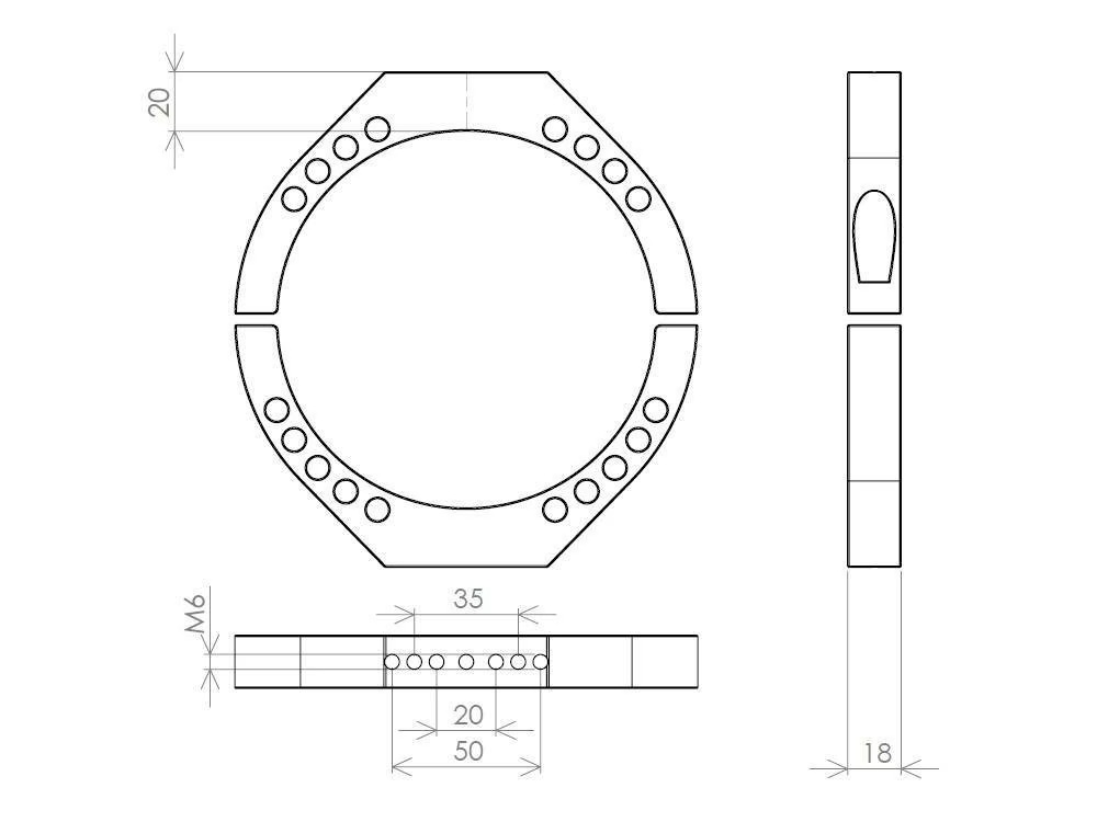 TB008-内径125mm鏡筒バンド 寸法図