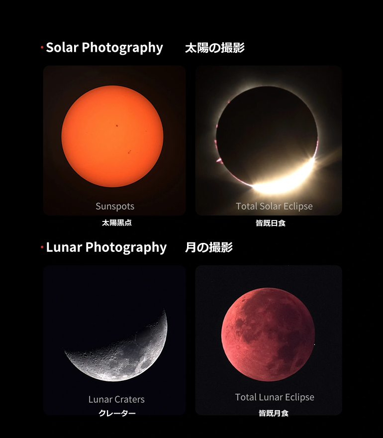 太陽と月の撮影例